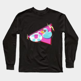 Retro Rubber Duck | 80s Vaporwave | 3d Glasses Long Sleeve T-Shirt